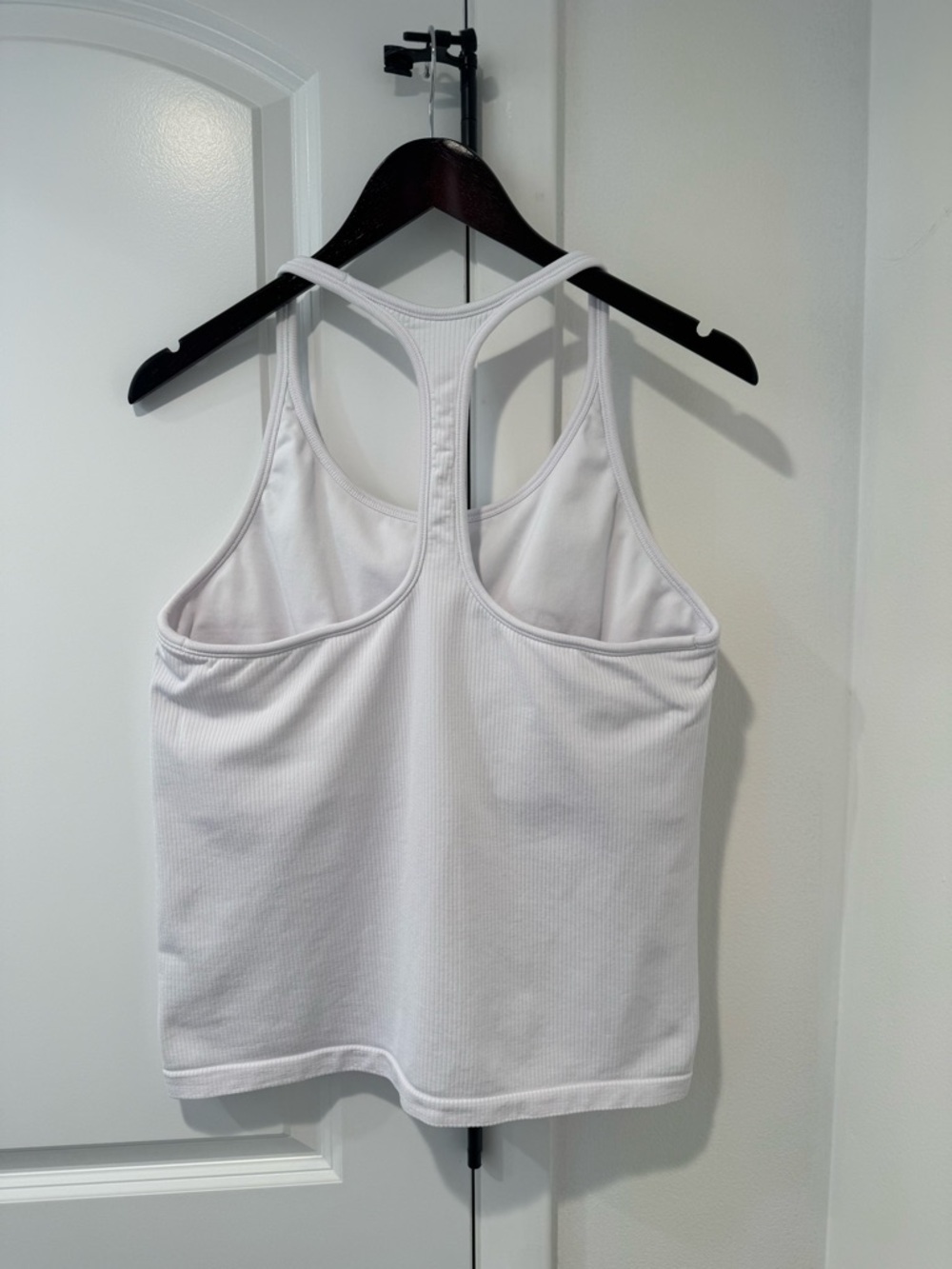 Athleta White Ribbed Racerback Tank - Picture 3 of 4